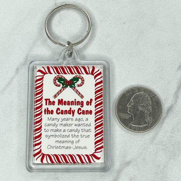 Jesus Meaning of Candy Cane Christmas Double Sided Keychain Keyring - Picture 1 of 6